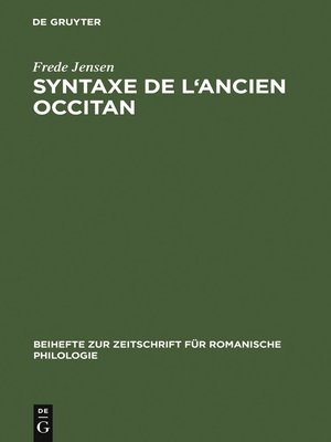 cover image of Syntaxe de l'ancien occitan